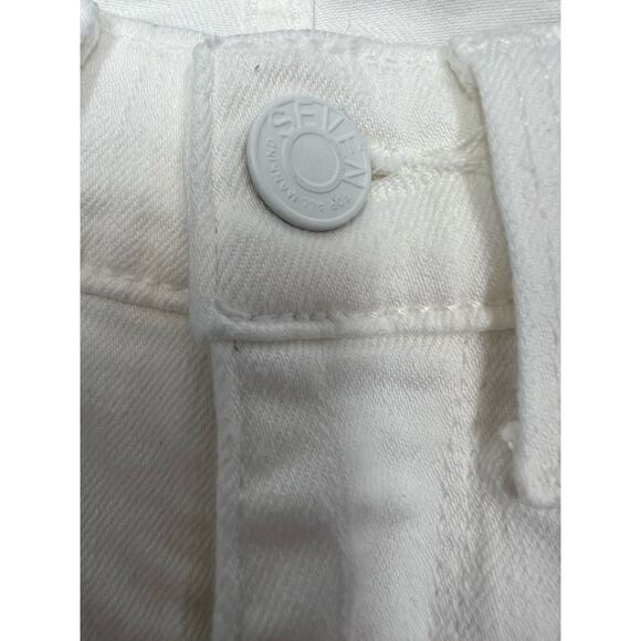 Seven for All Mankind Jeans High Waist Ankle Skinny White w/ Denim Patch Pocket - Picture 14 of 16